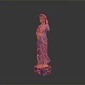 Exquisite Purple And Gold Figure Sculpture With Turban Decorative Necklace And Blue Base