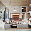 Modern Duplex Living Room Interior Design With Pendant Lights Fireplace And Sofa