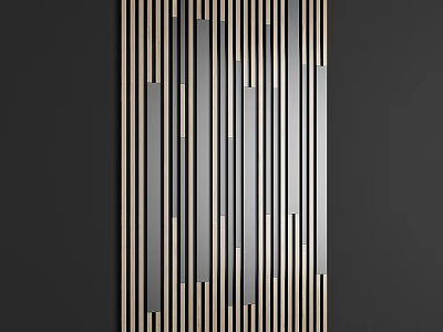 Modern Vertical Striped Wall Hanging With Wooden And Metal Decorative Elements For Home 3d model