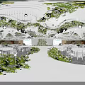 Modern Garden Landscape Design With Lush Greenery Decorative Plants And Pathways