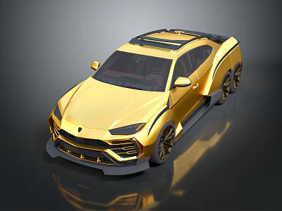 Golden Luxury Sports Car With Sleek Body Design And Shiny Wheels 3d model