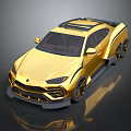 Golden Luxury Sports Car With Sleek Body Design And Shiny Wheels