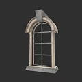 Stone Arched Window Featuring Classical Design And Grid Pane Structure