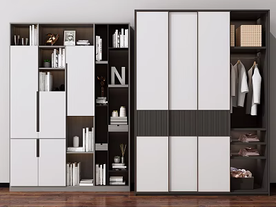 Modern Wardrobe Interior Design With Open Shelves Hanging Rods And Storage Drawers 3d model