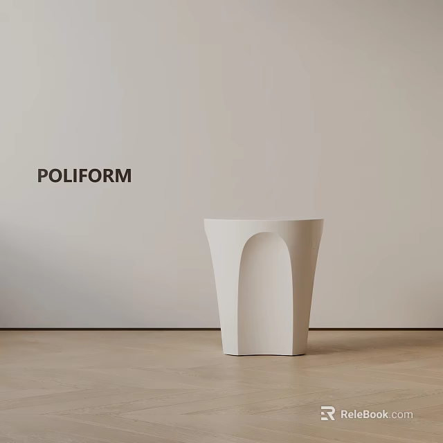 POLIFORM White Modern Minimalist Side Table With Sleek Curved Design 3d model