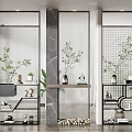 Modern partition glass screen partition 3d model