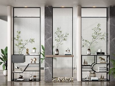 Modern partition glass screen partition 3d model