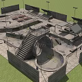 Outdoor Skate Park Design Featuring Ramps Stairs Rails Lights And Graffiti Covered Terrain