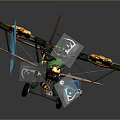 Colorful Cosmic Aerospace Craft With Green Wing Patterns And Blue Thrusters
