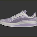 Light Purple and White Casual Sports Sneakers With Floral Pattern And Lace Up Design