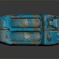 Vintage Rusted Blue Jerry Can With Weathered Metal Surface And Rust Spots