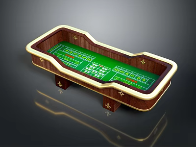 Entertainment Table with Green Game Surface Wooden Frame and Gold Accents 3d model