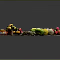 Assorted Fresh Colorful Fruits Display Featuring Pineapple Dragon Fruit Melon And Berries On Table