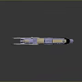 Futuristic Sci Fi Transparent Weapon With Metallic Parts And Red Grip