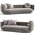 Comfortable Modern Gray Velvet Sectional Sofa With Soft Cushions And Armrests 3d model