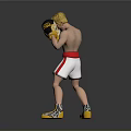 Male Boxer Wearing Black Boxing Gloves White Shorts and Yellow Shoes