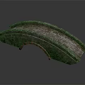 Ancient Stone Arch Bridge Component Covered With Green Moss And Weathered Texture 3d model