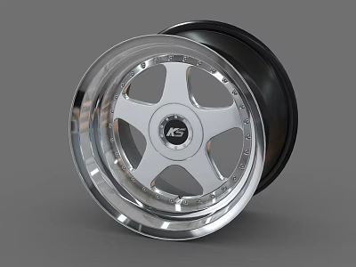Sleek Silver Car Wheel With Black Tire KS Logo And Modern Rim Design For Vehicles 3d model