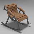 Modern Wooden Leisure Rocking Chair With Metal Frame And Comfortable Design