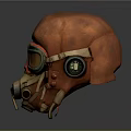 Red Worn Vintage Pilot Helmet With Goggles And Breathing Mask