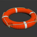 High Visibility Red Lifebuoy With White Stripes And Secure Rope For Marine Safety Equipment