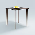 Stylish Dark Wood Square Coffee Table With White Plate And Yellow Lemons
