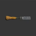 Classic Wood Chisel With Wooden Handle And Metal Blade On Dark Background