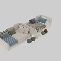 Modern Sofa Bed With Colorful Pillows And Soft Blankets