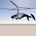 Modern Military Fighter Jet Flying Over Arid Desert Terrain In Bright Sky
