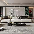 Modern Living Room Interior With Sofa Coffee Table Rug And Fireplace 3d model