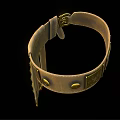 Vintage Leather Belt Design With Intricate Metal Buckle And Decorative Golden Rivets