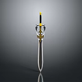 The Decorative Sword With Yellow Hilt Top Black Part And Silver Blade
