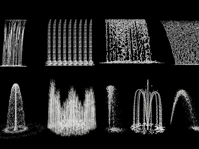Various Water Fountain Designs With Different Spray Patterns And Styles 3d model