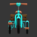 Kids Turquoise Tricycle With Wooden Cargo Box Brown Handlebars And Seat