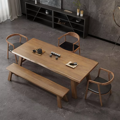 New Chinese Tea Table and Chair Solid Wood Table 3d model