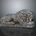 Artistic Stone Lion Sculpture In Lying Position With Detailed Mane And Textured Base