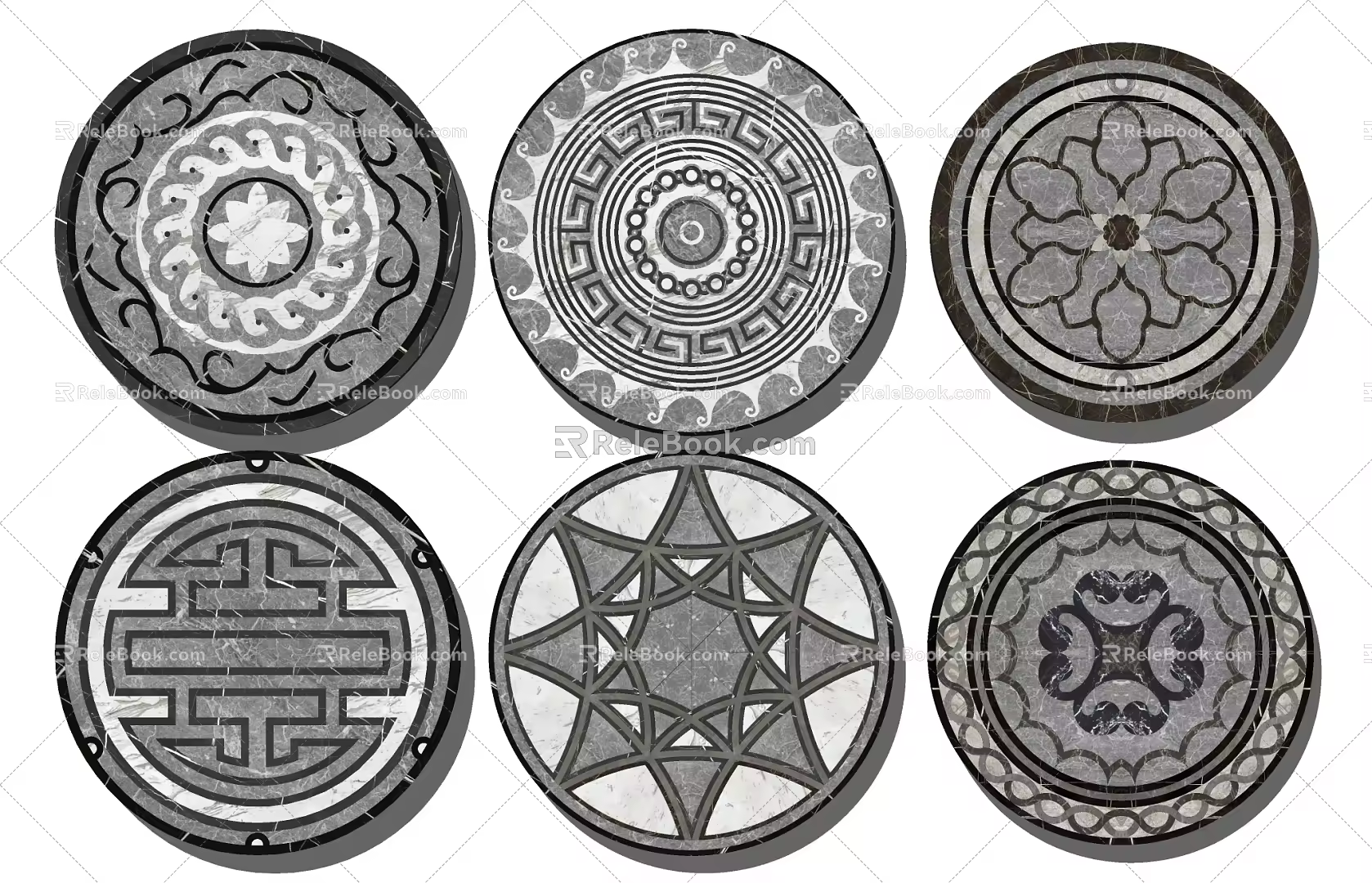 New Chinese Tile Marble Floor Parquet Pattern 3d model