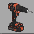 Cordless Drill Industrial Power Tool In Black And Orange With Battery Base For Professional Use