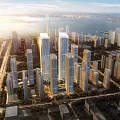 Modern Office Towers With Glass Curtain Wall Urban Skyline And Landscaped Surroundings
