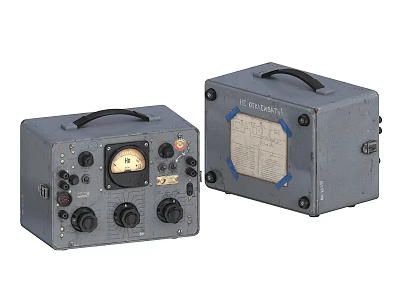 Portable Square Shaped Industrial Equipment With Knobs Meters Handles And Labeled Case 3d model