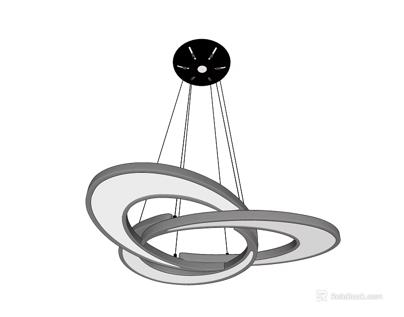 Modern Unique Shaped Chandelier With Circular Ring Design And Black White Finish 3d model 