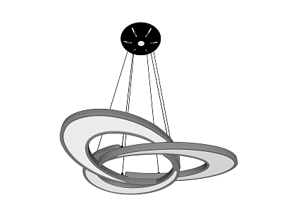 Modern Unique Shaped Chandelier With Circular Ring Design And Black White Finish 3d model