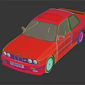 Red BMW Classic Sports Car With Two Door Design And Shiny Paint Finish