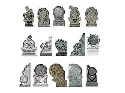 Garden Ornaments With Various Carved Patterns And Decorative Stone For Outdoor Garden 3d model