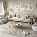 Nordic Sofa Coffee Table Combination 3d model