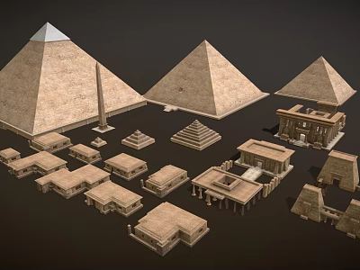 Ancient Egyptian Architectural Models Including Pyramids Obelisks And Temple Structures 3d model