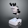 Binocular Laboratory Microscope With White Base Black Lenses And Adjustable Knobs