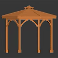 Octagonal Wooden Gazebo Structure With Spire Roof And Supportive Pillars