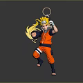 Anime Character Keychain Figure With Orange Outfit Yellow Hair And Headband
