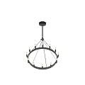 Modern Industrial Black Metal Round Chandelier With Exposed Filament Bulbs